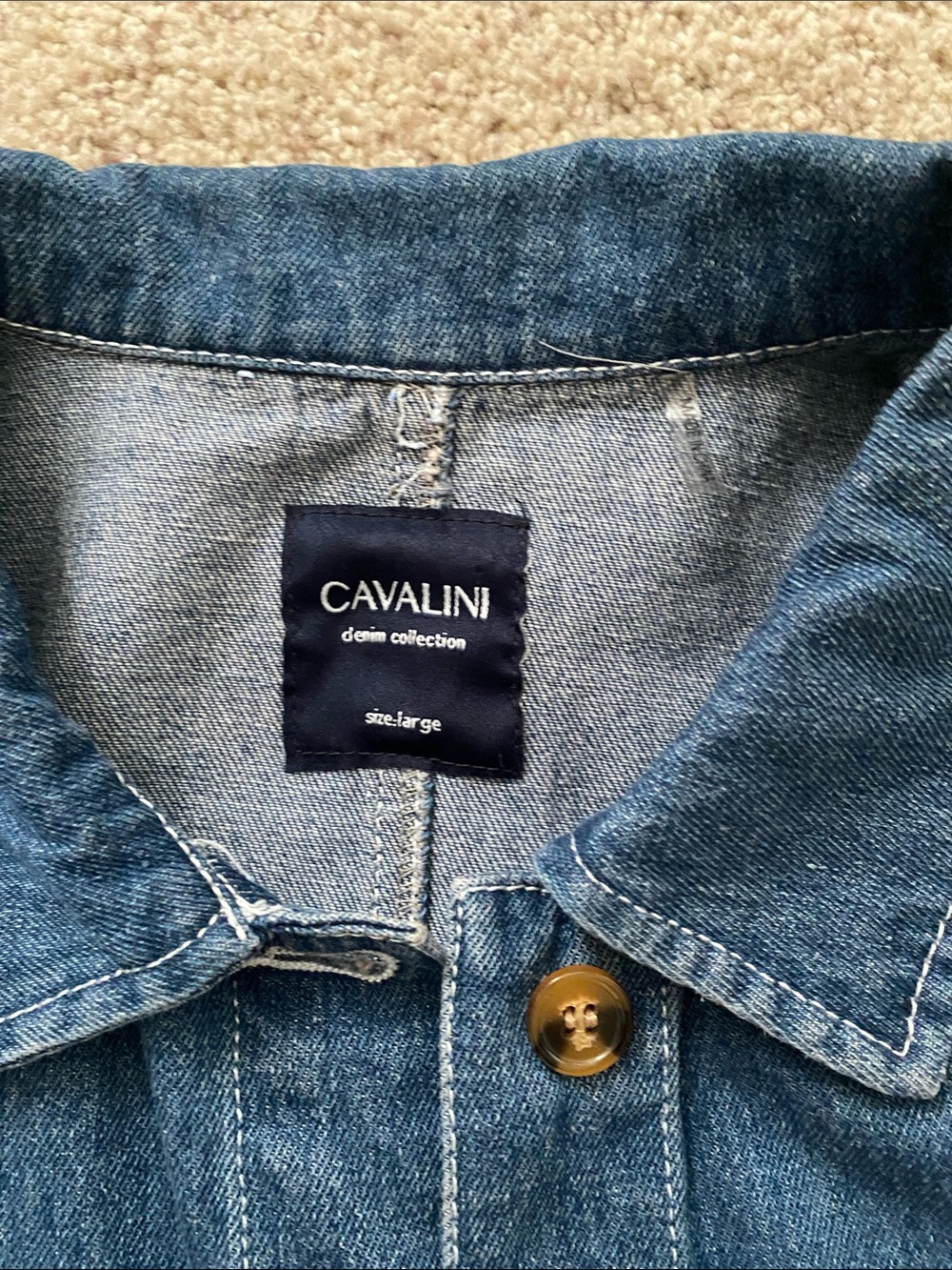 Cavalini Women's Dark Blue Denim Button-Front Jacket - Picture 2 of 6